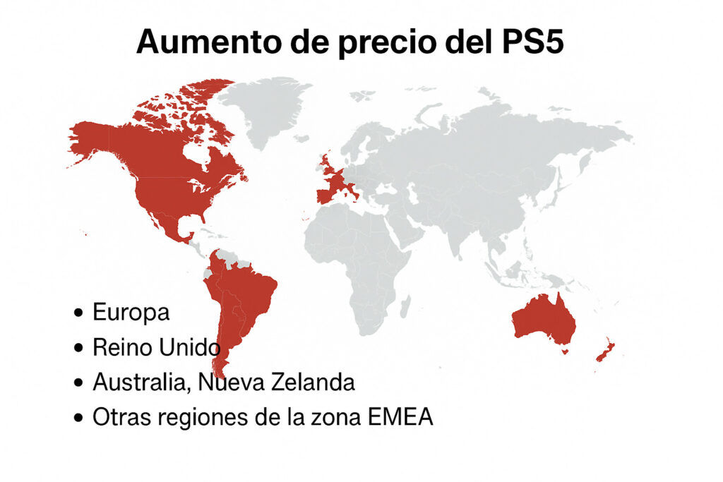 Paises donde aumento el precio de la PlayStation 5
